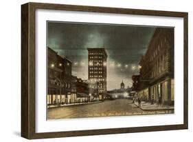 Night, Main Street, Columbia, South Carolina-null-Framed Art Print