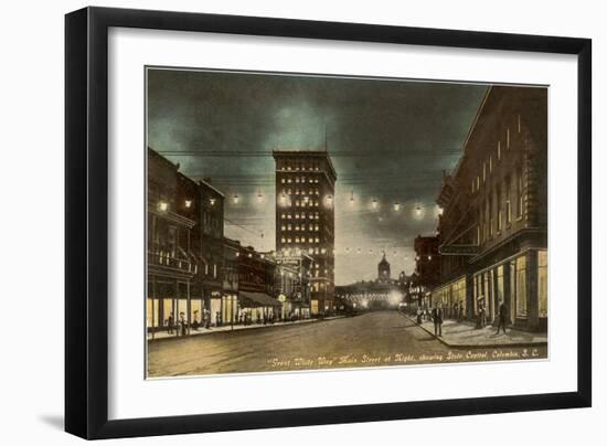 Night, Main Street, Columbia, South Carolina-null-Framed Art Print