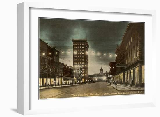 Night, Main Street, Columbia, South Carolina-null-Framed Art Print