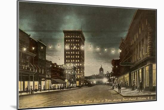 Night, Main Street, Columbia, South Carolina-null-Mounted Art Print