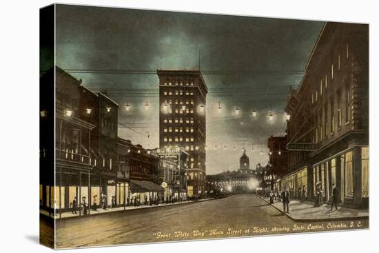 Night, Main Street, Columbia, South Carolina-null-Stretched Canvas