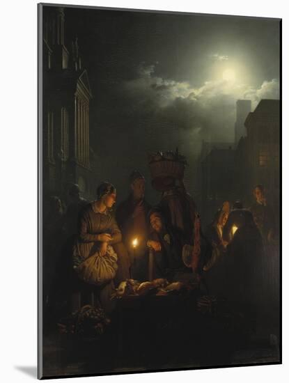 Night Market in Antwerp-Petrus van Schendel-Mounted Giclee Print