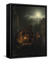 Night Market in Antwerp-Petrus van Schendel-Framed Stretched Canvas