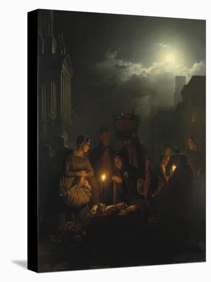 Night Market in Antwerp-Petrus van Schendel-Stretched Canvas