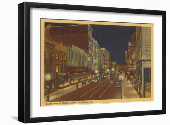 Night, Market Street, Harrisburg, Pennsylvania-null-Framed Art Print