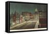 Night, Michigan Avenue, Lansing, Michigan-null-Framed Stretched Canvas