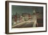 Night, Michigan Avenue, Lansing, Michigan-null-Framed Art Print