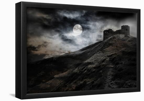 Night, Moon And Dark Fortress-fotosutra.com-Framed Poster