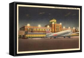 Night, Municipal Airport, Kansas City, Missouri-null-Framed Stretched Canvas