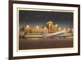 Night, Municipal Airport, Kansas City, Missouri-null-Framed Premium Giclee Print