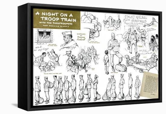 "Night on a troop train", May 8,1943-Norman Rockwell-Framed Stretched Canvas