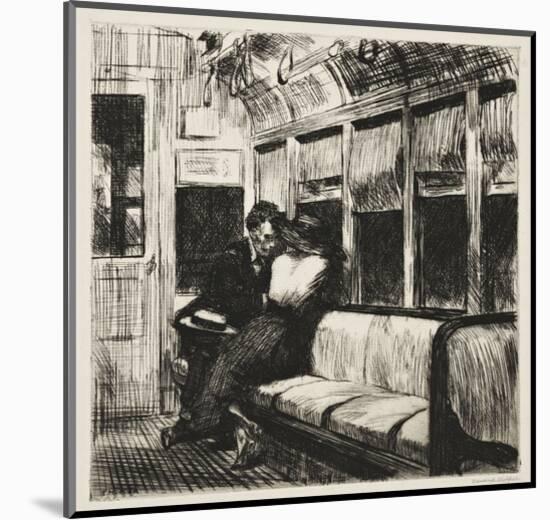 Night on the El Train, 1918-Edward Hopper-Mounted Art Print