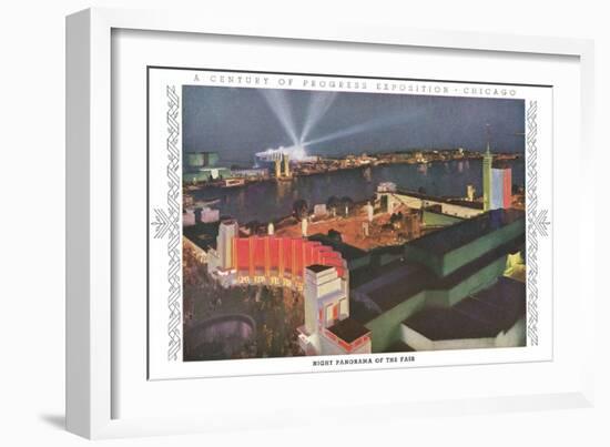 Night Panorama of Chicago World Fair-null-Framed Art Print