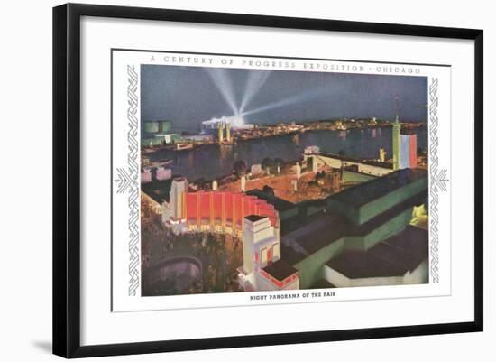 Night Panorama of Chicago World Fair-null-Framed Art Print