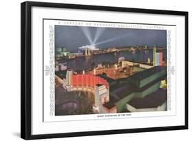 Night Panorama of Chicago World Fair-null-Framed Art Print