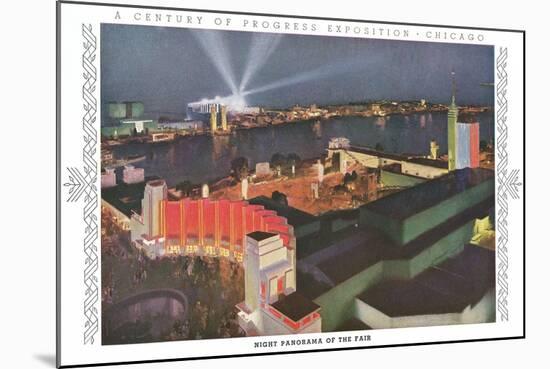 Night Panorama of Chicago World Fair-null-Mounted Art Print
