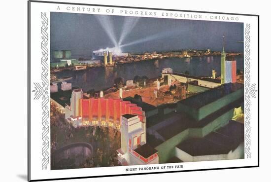 Night Panorama of Chicago World Fair-null-Mounted Premium Giclee Print