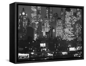 Night Panorama of New York City Buildings-Andreas Feininger-Framed Stretched Canvas