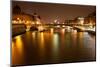 Night Panorama of Seine River in Paris-vvoevale-Mounted Photographic Print