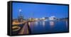 Night panoramic view of the Oslo Opera House, frozen bay and new business quarter, Oslo, Norway, Sc-Mykola Iegorov-Framed Stretched Canvas