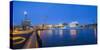 Night panoramic view of the Oslo Opera House, frozen bay and new business quarter, Oslo, Norway, Sc-Mykola Iegorov-Stretched Canvas