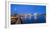 Night panoramic view of the Oslo Opera House, frozen bay and new business quarter, Oslo, Norway, Sc-Mykola Iegorov-Framed Photographic Print