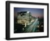 Night Photo of Car Light Trails and Traffic on Wiltshire Boulevard, Los Angeles, Califronia, 1959-Ralph Crane-Framed Photographic Print