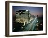 Night Photo of Car Light Trails and Traffic on Wiltshire Boulevard, Los Angeles, Califronia, 1959-Ralph Crane-Framed Photographic Print