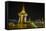 Night Photograph of the Statue of Norodom Sihanouk, Phnom Penh, Cambodia, Indochina-Michael Nolan-Framed Stretched Canvas