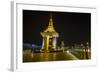 Night Photograph of the Statue of Norodom Sihanouk, Phnom Penh, Cambodia, Indochina-Michael Nolan-Framed Photographic Print