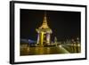 Night Photograph of the Statue of Norodom Sihanouk, Phnom Penh, Cambodia, Indochina-Michael Nolan-Framed Photographic Print