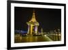 Night Photograph of the Statue of Norodom Sihanouk, Phnom Penh, Cambodia, Indochina-Michael Nolan-Framed Photographic Print