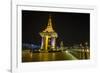 Night Photograph of the Statue of Norodom Sihanouk, Phnom Penh, Cambodia, Indochina-Michael Nolan-Framed Photographic Print