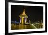 Night Photograph of the Statue of Norodom Sihanouk, Phnom Penh, Cambodia, Indochina-Michael Nolan-Framed Photographic Print