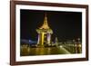 Night Photograph of the Statue of Norodom Sihanouk, Phnom Penh, Cambodia, Indochina-Michael Nolan-Framed Photographic Print