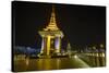 Night Photograph of the Statue of Norodom Sihanouk, Phnom Penh, Cambodia, Indochina-Michael Nolan-Stretched Canvas