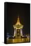 Night Photograph of the Statue of Norodom Sihanouk, Phnom Penh, Cambodia, Indochina-Michael Nolan-Framed Stretched Canvas