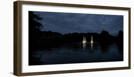 Night Photography Lake with Illuminated Water Fountains-Benjamin Engler-Framed Photographic Print