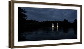 Night Photography Lake with Illuminated Water Fountains-Benjamin Engler-Framed Photographic Print