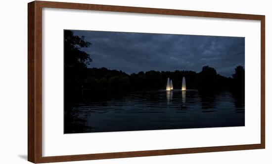 Night Photography Lake with Illuminated Water Fountains-Benjamin Engler-Framed Photographic Print