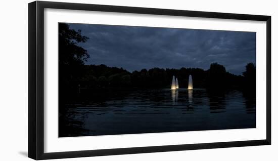 Night Photography Lake with Illuminated Water Fountains-Benjamin Engler-Framed Photographic Print