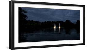 Night Photography Lake with Illuminated Water Fountains-Benjamin Engler-Framed Photographic Print