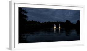 Night Photography Lake with Illuminated Water Fountains-Benjamin Engler-Framed Photographic Print