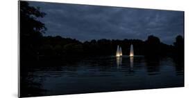 Night Photography Lake with Illuminated Water Fountains-Benjamin Engler-Mounted Photographic Print