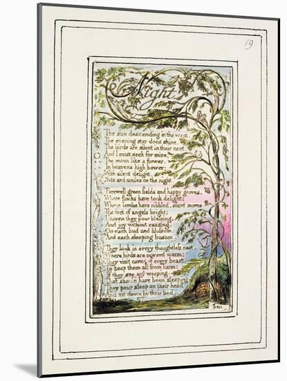 Night: Plate 19 from Songs of Innocence and of Experience C.1802-08-William Blake-Mounted Giclee Print