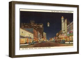 Night, Polk Street, Amarillo, Texas-null-Framed Art Print