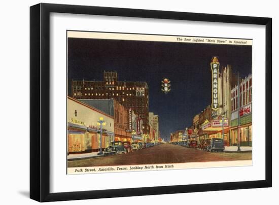 Night, Polk Street, Amarillo, Texas-null-Framed Art Print