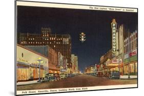 Night, Polk Street, Amarillo, Texas-null-Mounted Art Print