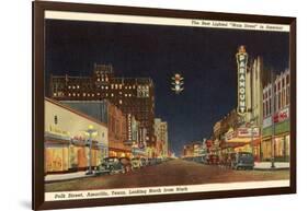 Night, Polk Street, Amarillo, Texas-null-Framed Art Print