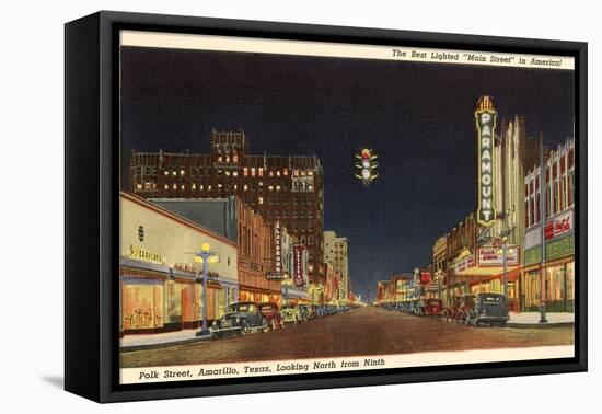 Night, Polk Street, Amarillo, Texas-null-Framed Stretched Canvas